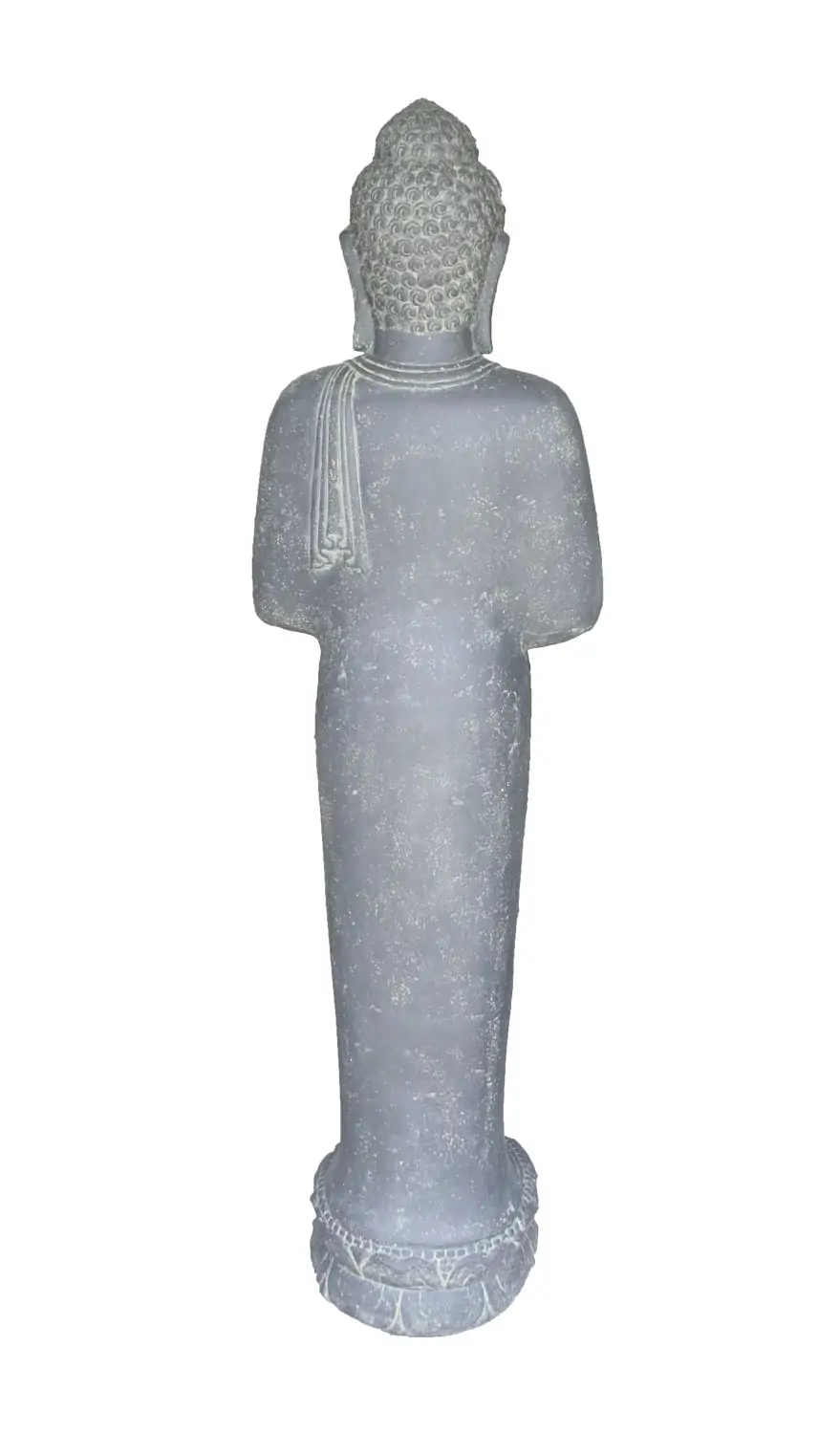Artikelbild 3 des Artikels “Stehender Buddha Rad der Lehre, Indien, 192 cm Höhe, Kunststein, hohl, handgefertigt & farbig. Eingefaerbt in der Farbe Antik-Finish “